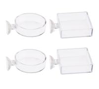SUPERFINDINGS 4Pcs 2 Styles Fish Tank Feeder Dishes 7.3cm/2.9" Aquarium Shrimp Feeding Dish with Suction Cup Bowls Transparent Acrylic Fish Tank Feeding for Shrimps Fishes Betta