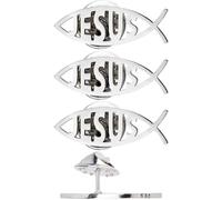 SUPERFINDINGS 4Pcs 304 Stainless Steel Lapel Pin Backs Platinum Jesus fish brooch Cartoon Fish Pin Christian Jewelry for Coat Shirt Suit Collar Accessories Gift