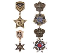 SUPERFINDINGS 4Pcs 4 Styles Military Hero Medals Brooch Pins Military Medals Badges Medal Army Pins for Honor Vintage Navy Badge Soldier Patriot Officer Uniform Brooches for Army Costume Accessories