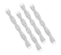 SUPERFINDINGS 4Pcs Alloy Crystal Rhinestone Bikini Connector Buckle Metal Chain Metal Buckles Silver Bra Swimwear Connectors Rectangle Buckle Clips Links For Swimming Wear Bikini Decoration 17.7cm