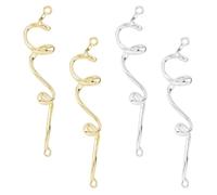 SUPERFINDINGS 4Pcs Brass S Shaped Earring Hooks Earring Spiral Connector Platinum & Golden Earring Spiral Earring Extender Charms Earwire Connector Findings, Hole: 1.5mm