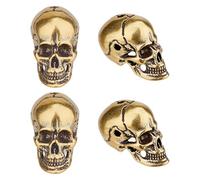 SUPERFINDINGS 4PCS Golden Skull Spacer Bead Tibetan Style Brass Beads European Large Hole Skull Beads for Paracord Necklace Bracelets Jewelry Making DIY, Hole: 2.5mm