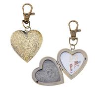 SUPERFINDINGS 4PCS Heart Locket Pendant with Lobster Clasps Vintage Locket Charms Photo Charm Memory Locket Charms DIY Locket Charms for Keychain Making, 8cm