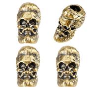 SUPERFINDINGS 4Pcs Large Hole Beads Knife Lanyard Beads 5.5mm Hole Paracord Bead Antique Golden Skull Bead for DIY Crafts Keychain Bracelet Making