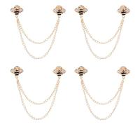 SUPERFINDINGS 4PCS Long Chain Brooch Golden Bee Brooch Pins Alloy Rhinestone Honey Bee Hanging Chain Pin Cute Elegant Insect Lapel Pin Tassel Badge Suit Collar Brooches