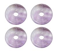 SUPERFINDINGS 4PCS Natural Amethyst Charms Donut Pendants Gemstone Charms Lucky Crystal Disc Pendants Ping Buckle Agate Crystal Stone Charm for Women Men Necklace Bracelet Making Gift, Hole: 6.5mm