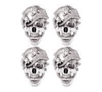 SUPERFINDINGS 4Pcs Punk Skull Snake Brooch Gothic Skull Head Brooch Pin Antique Silver Skeleton Broehes Alloy Halloween Costume Decor Pin for Backpack Hat Bag Jacket Coat