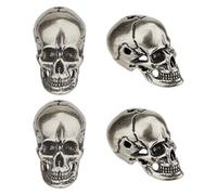 SUPERFINDINGS 4PCS Silver Skull Spacer Bead Tibetan Style Brass Beads European Large Hole Skull Beads for Paracord Necklace Bracelets Jewelry Making DIY Accessories, Hole: 2.5mm