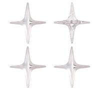 SUPERFINDINGS 4Pcs Silver Star Brooch Pins 2.7"x2.3" Four-Point Star Lapel Pin Alloy Stars Brooches Decorative Metal Elegant Stars Pin for Suits Backpack Clothes Jackets Hats Decor