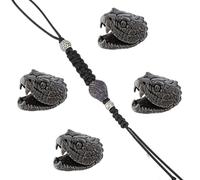 SUPERFINDINGS 4Pcs Snake Head EDC Beads Retro Brass Paracord Beads European Bead Black Metal Large Hole 5.7mm Lanyard Bead Cord Tactical Bead for Paracord DIY Bracelet Crafts Keychain Charms