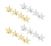 SUPERFINDINGS 4Pcs Star Badge Lapel Pin Gold Silver 4 Stars Pride Rank Insignia Brooches Military Award Pins 5-Pointed Star Badge Collar Shoulder Star Pins for Women Men Uniform Costume Outfit