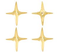 SUPERFINDINGS 4Pcs Star Brooch Pins 2.7"x2.3" Four-Point Star Lapel Pin Alloy Stars Brooches Decorative Metal Elegant Stars Pin for Suits Backpack Clothes Jackets Hats Decor, 68.5x58.5mm, Metal, no