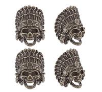 SUPERFINDINGS 4Pcs Tibetan Style Alloy European Beads Skull Sword Lanyard Bead Indian Chief Large Hole Beads Antique Silver Beads for Keychain Bracelet Accessories,22x16x13mm, Hole: 5mm
