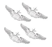 SUPERFINDINGS 4Pcs Wings Pins Silver Air Force Senior Pilot Wings Badge Alloy Aviator Wing Pin 22x57.5mm Metal Pilot Wing Brooch for Hat Shirt Uniform Costume Flight Attendant Pins, Gift for Pilots