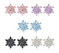 SUPERFINDINGS 5 Colors Crystal Flower Burst Stud Earrings Elegant Large Sparkly Cubic Zirconia Rhinestone Daisy Sunflower Floral Cluster Stud Earrings Bridal Wedding Party Jewelry for Woman
