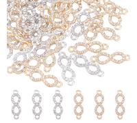 SUPERFINDINGS 50 Pcs Infinity Rhinestone Connectors Crystal Infinity Link Charms 22.5x8x2.5mm Gold Silver Alloy Double Loop Pendants For Diy Bracelet Necklace Jewelry Making