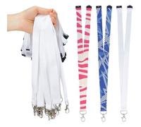 SUPERFINDINGS 50 Pcs Sublimation Blanks Lanyard Polyester 87.5x2cm White Strap With Zinc Alloy Lobster Claw For Heat Press Diy ID Badge Keychain Teacher Office Trade Show