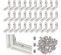 SUPERFINDINGS 50 Set 2020 Hidden Corner Brackets Kit L-shaped Aluminum Joint Corner Brackets with 100Pcs M5 Screws T Slot Inside L Shape Joint Angle Hardware Connector for 20 Series Aluminum Extrusion