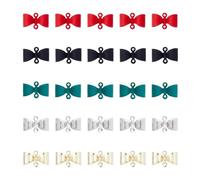 SUPERFINDINGS 50Pcs 5 Colors Bowknot Connector Charm Bow Link Charms Colorful Bowknot Pendants with Double Hole Tiny Alloy Link Pendants for Jewelry Making,hole: 0.9mm
