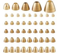 SUPERFINDINGS 50Pcs 5 Styles Fly Tying Tungsten Beads Gold Brass Cone End For Fly Tying Slotted Beads For Fly Tying Bead Material For Fly Fishing