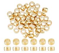 SUPERFINDINGS 50Pcs Brass Paracord Beads Golden Column Spacer Beads Large Hole Beads Paracord Bead Metal Tube Loose Beads Brass European Beads for DIY,Hole: 5.5mm