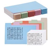 SUPERFINDINGS 50PCS Index Card Dividers 5x3.4 Index Card Guides with Tabs File Guides Dividers with 20 Sheets Number Alphabet Stickers Paper Cards Divider for Cards Categorization and Management