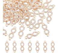 SUPERFINDINGS 50Pcs Infinity Pendants Connectors Alloy Infinity Link Charms 22.5x8x2.5mm Golden Rhinestone Links Connector Double Loop For Diy Bracelet Necklace Jewelry Making