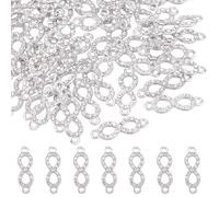 SUPERFINDINGS 50Pcs Infinity Pendants Connectors Alloy Infinity Link Charms 22.5x8x2.5mm Platinum Rhinestone Links Connector Double Loop For Bracelet Necklace Jewelry Making