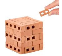 SUPERFINDINGS 50Pcs Mini Cinder Blocks Reddish-brown Micro Landscaping Bricks Miniature Cinder Blocks 27mm/1.06 Inch Long Dollhouse Building Supply for Patio Kitchen Garden Model Micro Landscape