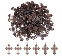 SUPERFINDINGS 50Pcs Wood Cross Charms Pendants Christian Charms Wooden Crucifix Pendants Wood Christian Crucifix Charm for Easter Rosary Jewelry DIY, Length:5.5cm/2.2"