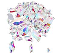 SUPERFINDINGS 54pcs 3 Sizes S Shape Sew on Rhinestones Crystal AB Sewing Stone Gems with 2 Holes Clear Flat Back Colorful Rhinestones for DIY Crafts Shoes Dance Costume Hole 1.4~0.9mm
