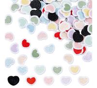 SUPERFINDINGS 54Pcs Mini Heart Iron On Patches Colorful Embroidered Polyester Love Appliques Small Hearts Sew On Appliques for Jeans Jackets Bags Shoes Hats DIY Craft Projects,12x14.5mm