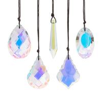 SUPERFINDINGS 5Pcs Clear Glass Suncatchers Hanging Sun Catcher with Glass Rainbow Maker Pendants for Windows Home Office Garden Party Wedding Decoration 20.5~22cm