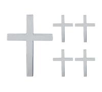 SUPERFINDINGS 5Pcs Cross Metal Car Sticker Silver 3D Car Logo Decals Jesus Christian Emblem for Car Decor Bumper Window Laptops Luggage Exterior Window Motorcycle