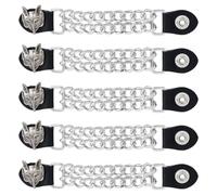 SUPERFINDINGS 5Pcs Imitation Leather Vest Extenders 6.9inch Motorcycle Vest Extensions Alloy Fox Shape Waistcoat Extension Chain Double Chains for Man Women Motorcycle Waistcoat Extension Chain