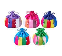 SUPERFINDINGS 5Pcs Traditional Korean Pouch 15.5x15.8cm Drawstring Striped Coin Purse Small Polyester Jewelry Bag Gift Pouch Korean Lucky Pouch for Christmas New Year Birthday Party
