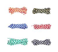 SUPERFINDINGS 6 Pairs 6 Colors 1.8m Two Tone Flat Shoe Laces Tartan Pattern Shoelace Plaids Stripe Casual Shoe Strings Checkered Shoelace Replacement for Sneakers Shoe Accessories