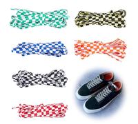 SUPERFINDINGS 6 Pairs 6 Colors 1.8m Two Tone Flat Shoe Laces Tartan Pattern Shoelace Plaids Stripe Casual Shoe Strings Checkered Shoelace Replacement