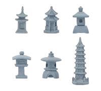 SUPERFINDINGS 6 Pcs Figurine Pagoda Chinese Pagoda Ornament Garden Statue Japanese Mini Pagoda Statue for Landscape Balcony Garden Patio Porch Yard Art Ornament
