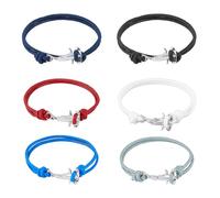 SUPERFINDINGS 6 Pcs Hammerhead Sharks Bracelets Unisex Double Rope Bracelets Minimalist Nautical Cord Bracelets Ocean Lovers Bracelets Adjustable Polyester Rope Bracelets for Men Women
