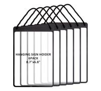 SUPERFINDINGS 6 Pcs PVC Business Retail Hanging Sign Holder A5 Erasable PVC Price Tags with Rope 22.2x17.5cm Black Rectangle Sign Display for Store Supermarket Office Restaurant and Exhibition