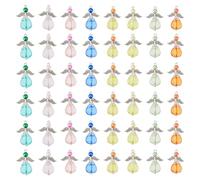 SUPERFINDINGS 6 Sets 48PCS Acrylic Pendants with Tibetan Style Alloy Findings 8 Colors Angel Wing Charms Pearl Beads Flower Pendants for Necklace Bracelet Earring Making