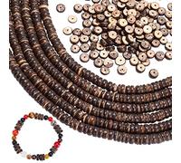 SUPERFINDINGS 6 Strands about 528pcs Coconut Wood Nut Heishi Beads Strands 8mm Brown Heishi Spacer Beads Flat Round Coconut Shell Beads for Bracelet Necklace Earring Jewelry Making,Hole: 1mm