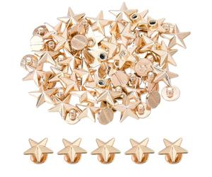 SUPERFINDINGS 60 Sets Alloy Star Stud Rivet Light Gold Star Conchos Screw Back Leather Crafting Stars Leather Rivets Studs Punk Rivets for Belts Bags Shoes Clothing Accessories DIY Craft Decoration