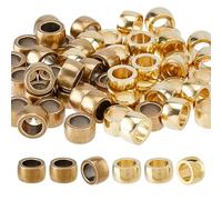 SUPERFINDINGS 60Pcs 2 Colors Brass Paracord Beads 5.5mm Hole Lanyard Spacer Beads Tibetan Style Large Hole European Bead Column Loose Bead for Paracord Necklace Bracelets Jewelry Keychain Making DIY
