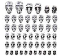 SUPERFINDINGS 60Pcs 3 Style Silver Skull Bead Tibetan Style Alloy Beads European Large Hole Skull Beads for Paracord Necklace Bracelets Jewelry Making DIY Accessories, Hole:2.5~5mm