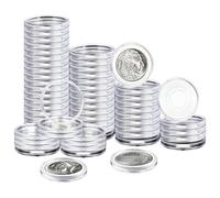 SUPERFINDINGS 60Pcs Clear Plastic Coin Holders 40mm Round Coin Case Acrylic Coins Collection Supplies with White Adjustable Gasket Protectors Capsules for Morgan Silver Dollar