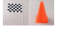 SUPERFINDINGS 60Pcs Mini Traffic Cones Set for RC Car Track & Racing Party | 20Pcs Plastic Obstacle Warning Sign, with Hole on Top, 17cm Orange Plastic Cones with 40 Checkered Flags