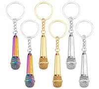 SUPERFINDINGS 6Pcs 3 Colors Mini Microphone Keychains Music Keychains Retro Sound Pendant Keyring Charm Cute Keyrings Decorative Key Rings for Musicians Singer Gifts Musical Themed Party