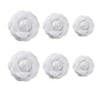 SUPERFINDINGS 6Pcs 3 Size White Camellia Pin Brooches Elegant Rigid Decorative Velet Lapel Pins Classical Flower Brooches for Women Girls Cloth Decoration